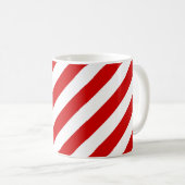 Rotes und weißes diagonales Streifen-Muster Kaffeetasse (VorderseiteRechts)