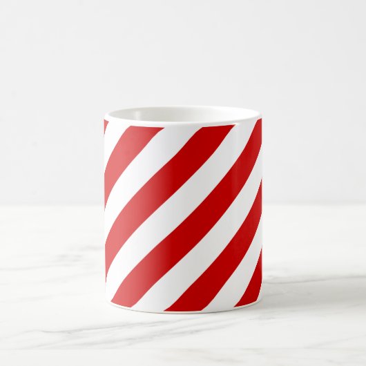 Rotes und weißes diagonales Streifen-Muster Kaffeetasse (Mittel)