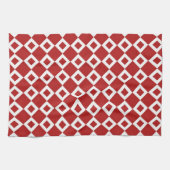 Rotes und weißes Diamantmuster Geschirrtuch (Horizontal)