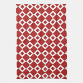 Rotes und weißes Diamantmuster Geschirrtuch (Vertikal)