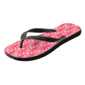 Rotes und weißes feines Muster Badesandalen (Schrägansicht)