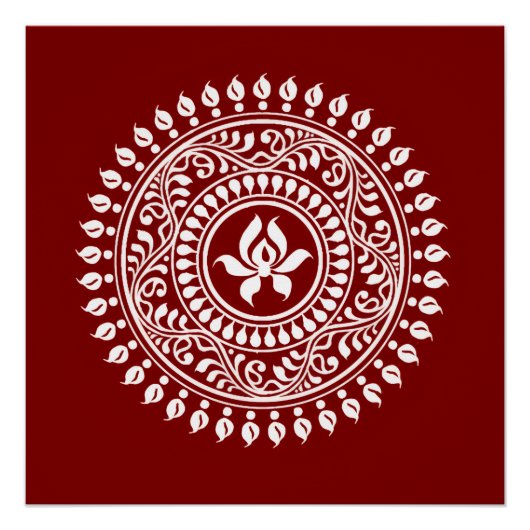 Rotes und weißes festliches Rangoli Poster (Vorderseite)