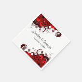 Rotes und weißes, florales Gotisches Hochzeitspapi Serviette (Ecke)