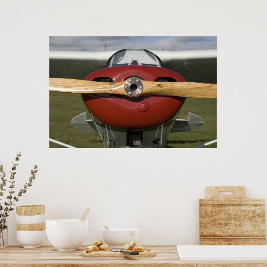 Rotes und Weißes Flugzeug Poster (Küche)