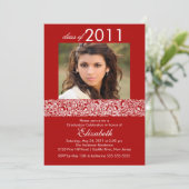 Rotes und weißes Foto Abschluss Einladung (Stehend Vorderseite)
