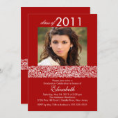 Rotes und weißes Foto Abschluss Einladung (Vorne/Hinten)