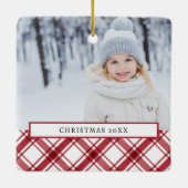 Rotes und weißes Foto Keramikornament (Rückseite)