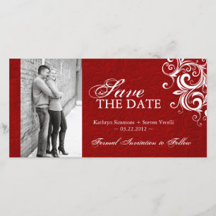 Rotes und weißes Foto Save the Date Einladung
