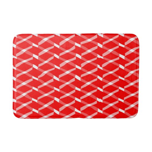 Rotes und weißes geometrisches Muster Badematte (Vorderseite)