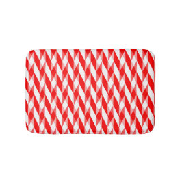 Rotes und weißes geometrisches Muster Badematte