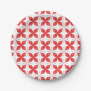 Rotes und weißes geometrisches Muster mit stilisie Pappteller