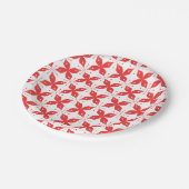 Rotes und weißes geometrisches Muster mit stilisie Pappteller (Schrägansicht)