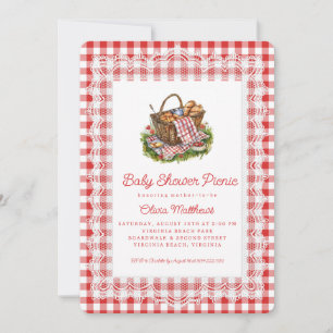 Rotes und weißes Gingham-Baby-Shower-Picknick Einladung
