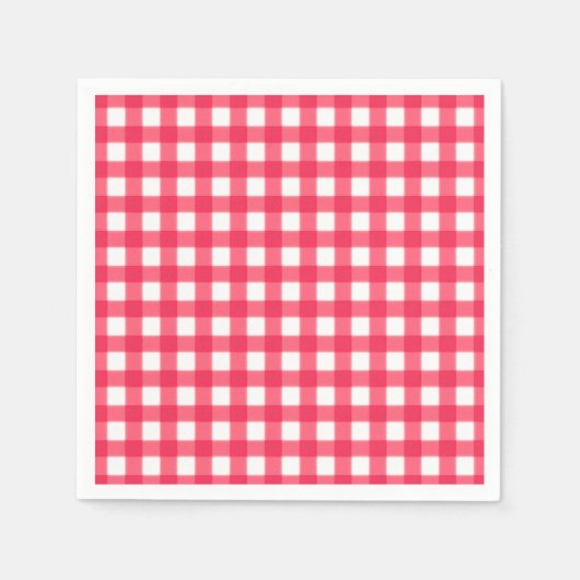 Rotes und weißes Gingham Checkerboard-Muster Serviette (Vorderseite)