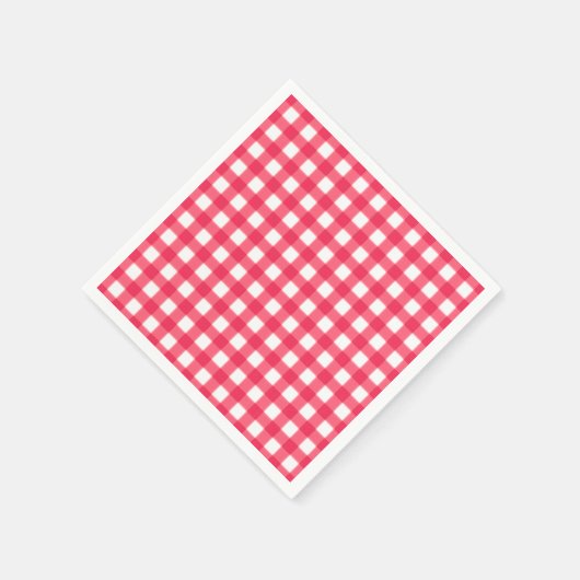 Rotes und weißes Gingham Checkerboard-Muster Serviette (Ecke)