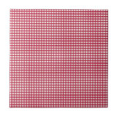 Rotes und weißes Gingham Editable Label Fliese (Vorderseite)