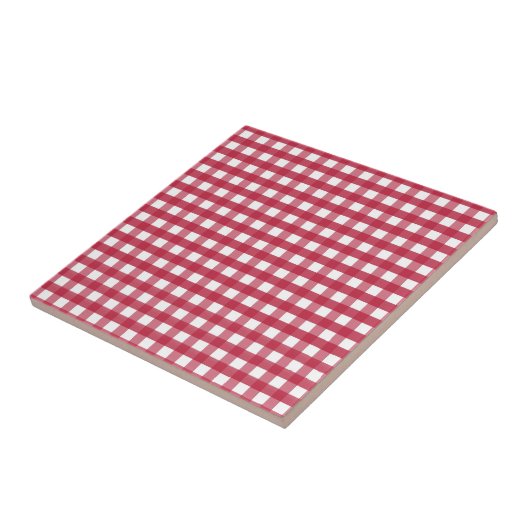 Rotes und weißes Gingham Editable Label Fliese (Seite)