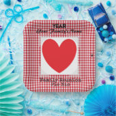 Rotes und weißes Gingham Heart Paper Plate HAMbyWG Pappteller (Party)