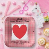 Rotes und weißes Gingham Heart Paper Plate HAMbyWG Pappteller (Party)