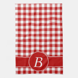 Rotes und weißes Gingham-Monogramm-Geschirrtuch Küchentuch