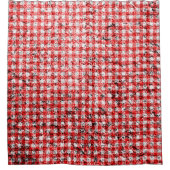 Rotes und weißes Gingham-Muster Duschvorhang (Vorderseite)