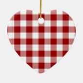 Rotes und weißes Gingham-Muster Keramik Ornament (Hinten)