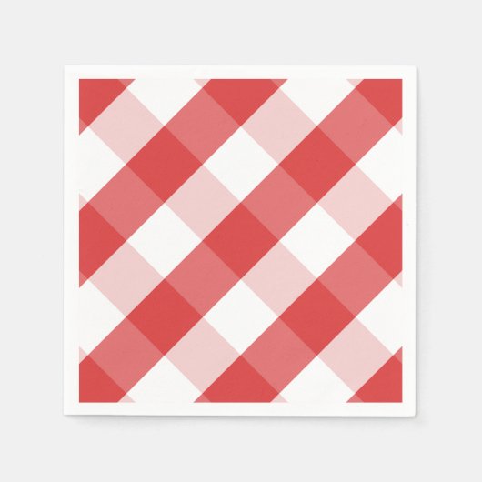 Rotes und weißes Gingham-Muster Serviette (Vorderseite)