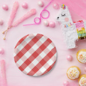 Rotes und weißes Ginghammuster Pappteller (Party)