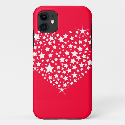 Rotes und weißes Glitzer Herz Case-Mate iPhone Hülle (Rückseite)