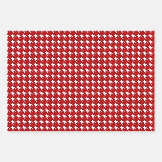 Rotes und weißes Hahnentrittmuster Geschenkpapier Set (Vorderseite 2)