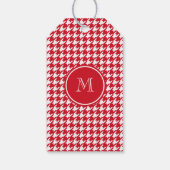 Rotes und weißes Hahnentrittmuster Ihre Monogramm Geschenkanhänger (Rückseite)