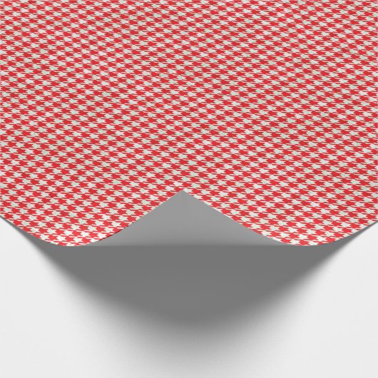 Rotes und weißes Hahnentrittmuster-Muster Geschenkpapier (Ecke)