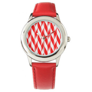 Rotes und weißes Herringbone Armbanduhr