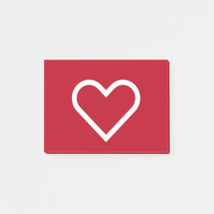 Rotes und weißes Herz-Chic Post-it Klebezettel