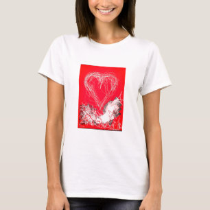 Rotes und weißes Herz T-Shirt