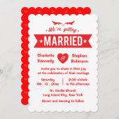 Rotes und weißes Herz - wir werden heiraten Einladung (Vorne/Hinten)