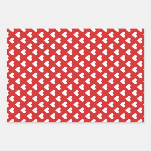 Rotes und weißes Herzmuster Geschenkpapier Set (Vorderseite 2)