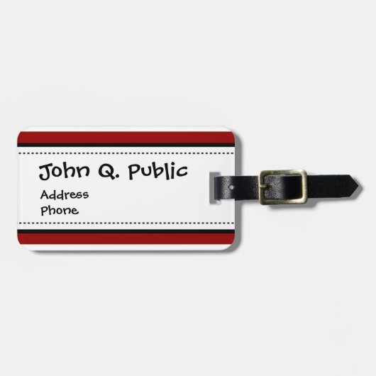 Rotes und weißes horizontales Streifen-Muster Gepäckanhänger (Vorderseite horizontal)