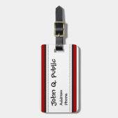 Rotes und weißes horizontales Streifen-Muster Gepäckanhänger (Vorderseite vertikal)