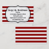 Rotes und weißes horizontales Streifen-Muster Visitenkarte (Vorne/Hinten)