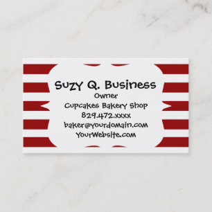 Rotes und weißes horizontales Streifen-Muster Visitenkarte