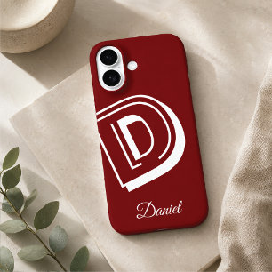 Rotes und weißes iPhone-Case - personalisierter Na iPhone 16 Hülle