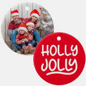 Rotes und weißes Jolly-Typografie-Foto Keramik Ornament