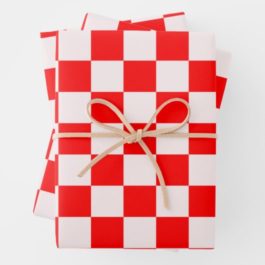 rotes und weißes kariertes Muster Geschenkpapier Set (Beispiel)