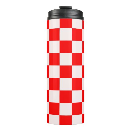 rotes und weißes kariertes Muster Thermosbecher (Vorderseite)