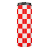rotes und weißes kariertes Muster Thermosbecher (Rückseite)