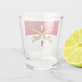 Rotes und weißes Kavallerie Guidon Shot Glass Schnapsglas (Rückseite)