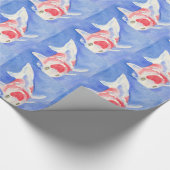 rotes und weißes Koi Geschenkpapier (Ecke)