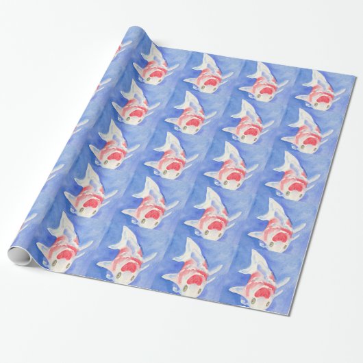 rotes und weißes Koi Geschenkpapier (Ungerollt)