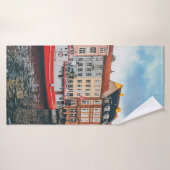 ROTES UND WEISSES KONKRETES GEBÄUDE BADEHANDTUCH (Badehandtuch)